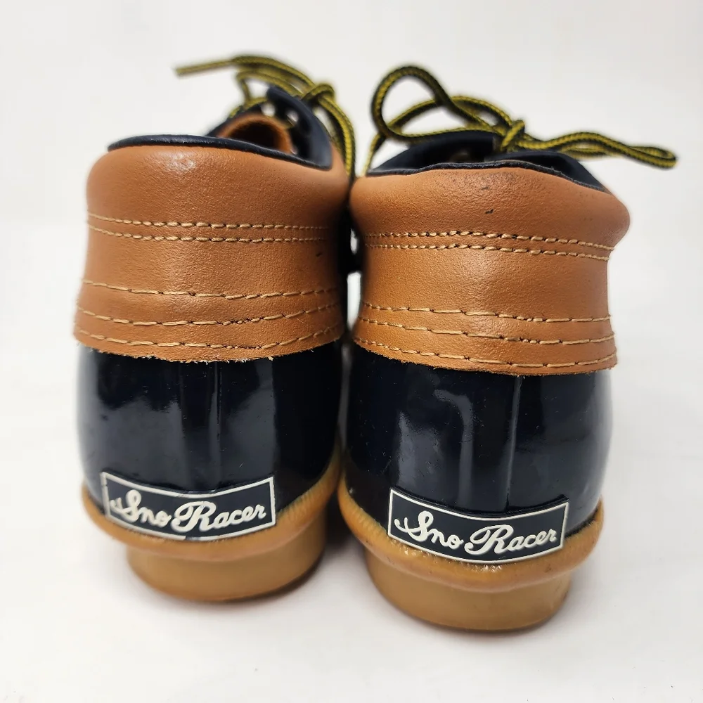 Sno Racer Duck‎ Boot ShoeSteel Shank Navy Brown Leather Low Women's 6M